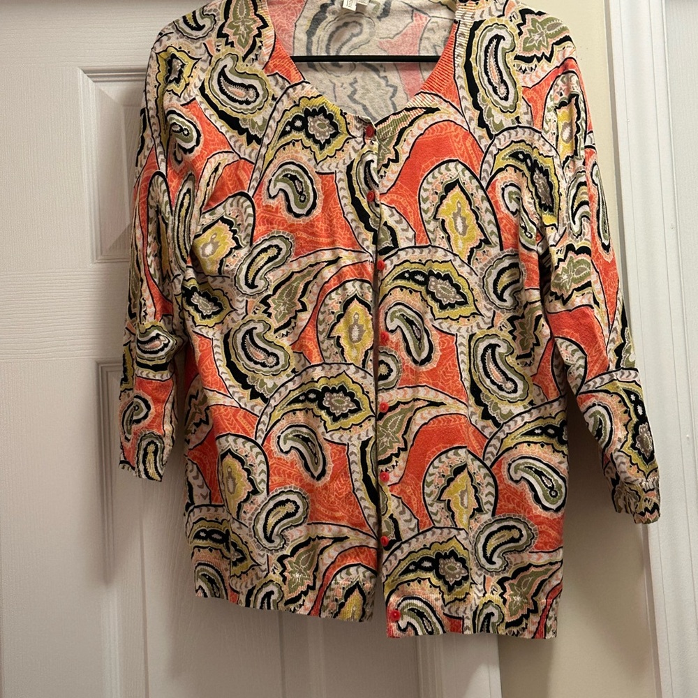 Madison Paisley Blouse - Orange and Black